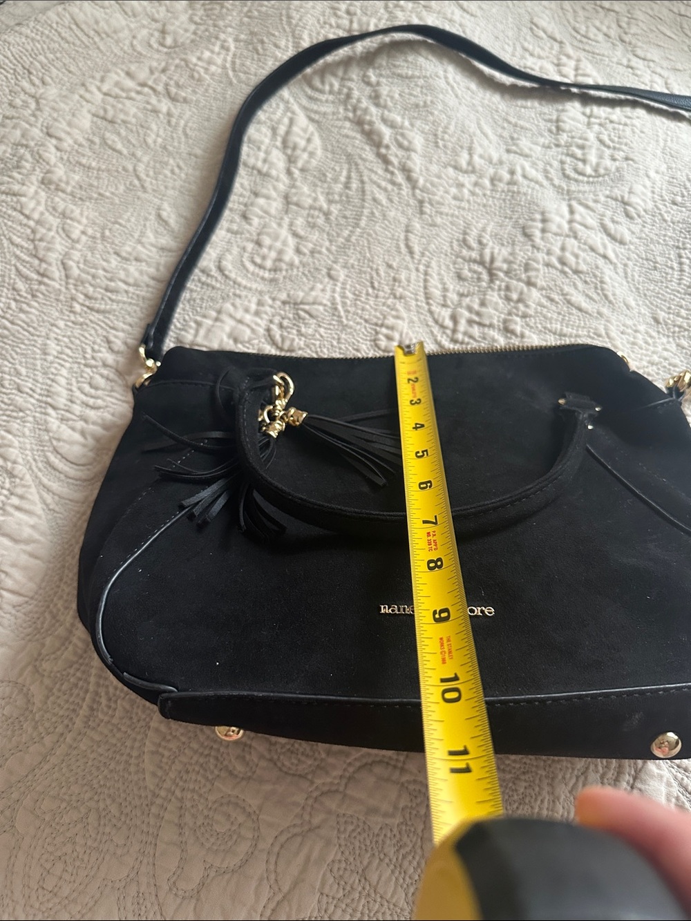 Nanette Lepore Black faux Suede Satchel with Tassel Charm - Picture 6 of 6